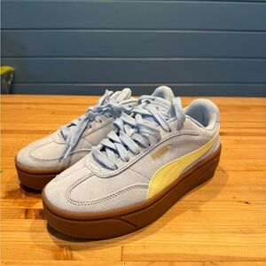 Puma Sky Blue Sneakers with Mustard Accent